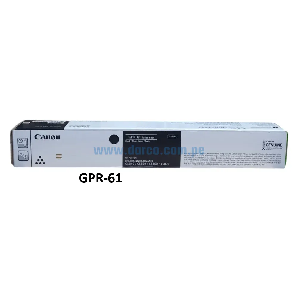 Toner Canon GPR-61 Negro, Para Fotocopiadoras Canon iR ADV DX C5840i, C5850i, C5860i, C5870i Capacidad De Impresión 71.000 Paginas.