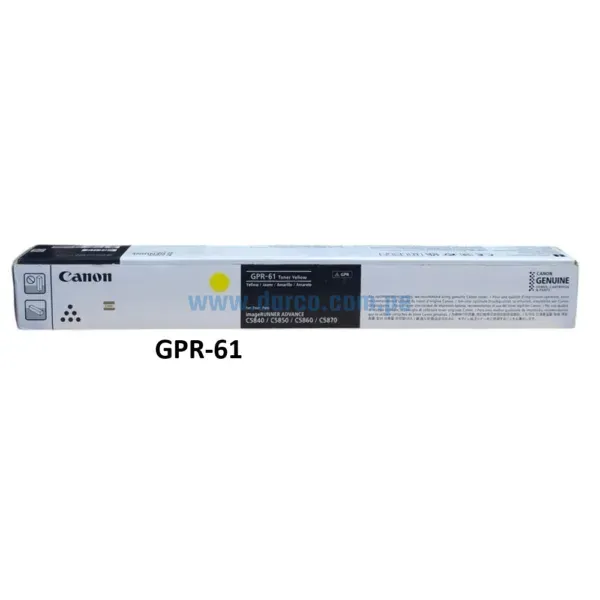 Toner Canon GPR-61 Yellow, Para Fotocopiadoras Canon iR ADV DX C5840i, C5850i, C5860i, C5870i Capacidad De Impresión 60.000 Paginas.