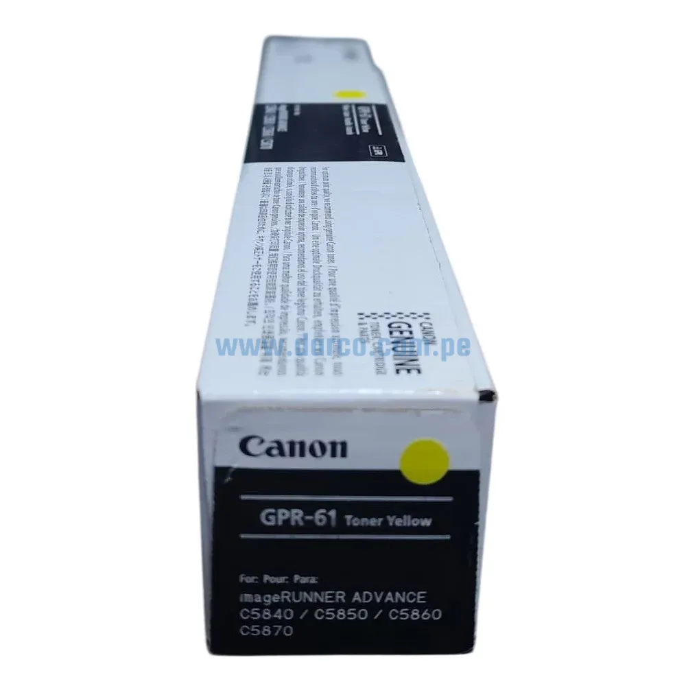 Toner Canon GPR-61 Yellow, Para Fotocopiadoras Canon iR ADV DX C5840i, C5850i, C5860i, C5870i Capacidad De Impresión 60.000 Paginas.