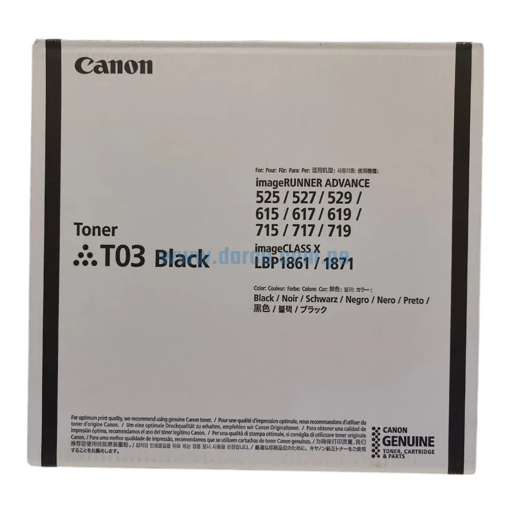 Toner Canon T03 Negro, Para Impresoras ADV DX527i / DX529i / DX615i, Capacidad De Impresión 51.500 Paginas. Envíos a Nivel Nacional