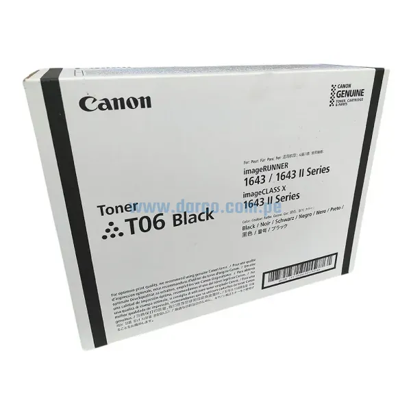Toner Canon T06 Negro, Para Impresoras 1643if / 1643i / 1643P Capacidad De Impresión 20.500 Paginas. Envíos a Nivel Nacional