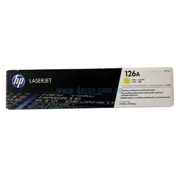 Toner Hp CE312A 126A Amarillo, Para Impresoras Hp LaserJet MFP CP1025nw, M175nw, M175a, M275, CP1020 Rendimiento De 1,000 Paginas