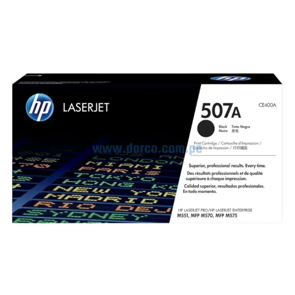 Toner HP CE400A 507A Negro, Para Impresoras Hp LaserJet M551N, M551DN, M551xh, MFP M575dn, M575f, M570dn. Rendimiento 5,500 Paginas