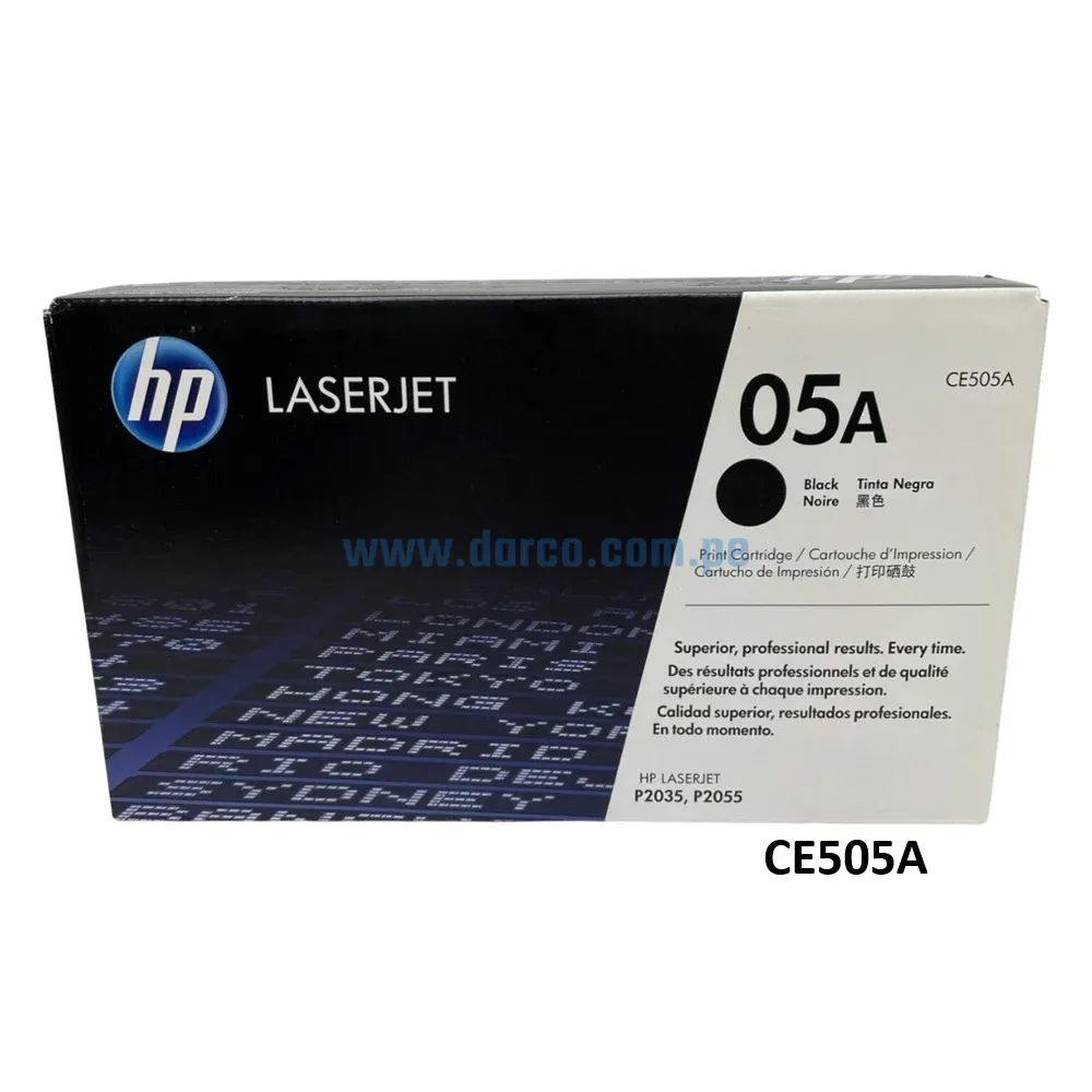 Cartucho De Toner Hp CE505A (05A) Black, Para Impresoras Hp LaserJet P2035 / P2035n / P2055d / P2055dn / P2055x, Rendimiento 2.300 Páginas.
