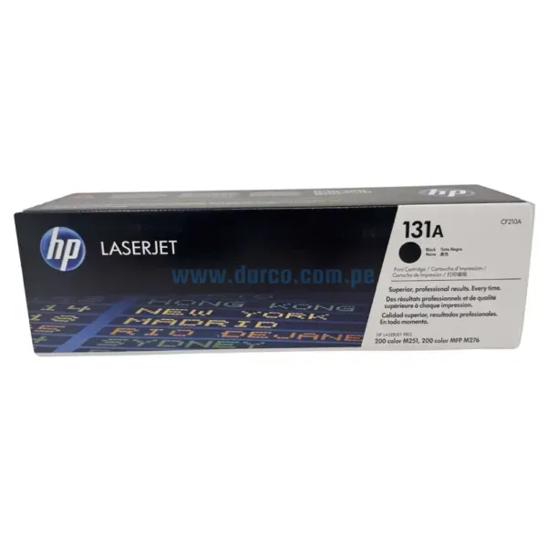 Toner Hp CF210A (131A) Negro, Para Impresoras Hp LaserJet Pro 200 color M251, M251n, M251nw, MFP M276, M276n, M276nw, 1.6k