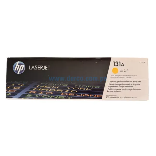 Toner Hp CF212A (131A) Yellow, Para Impresoras Hp LaserJet Pro 200 color M251, M251n, M251nw, MFP M276, M276n, M276nw, Rendimiento 1.8k
