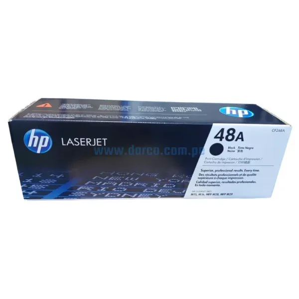 Cartucho De Toner Hp CF248A 48A Negro, Para Impresoras Hp LaserJet Pro m15, m16, MFP M28, M29 Capacidad De Impresion 1,000 Paginas