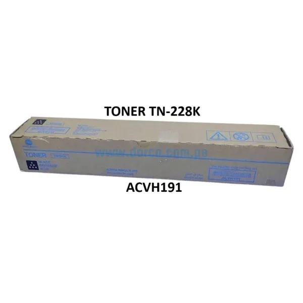 Toner Konica Minolta TN-228K ACVH191 Negro, Para Impresora Fotocopiadora Konica Minolta Bizhub C226i, C266i, C386i Rendimiento 24K.