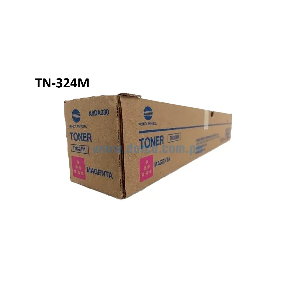 Toner Konica Minolta TN-324m A8DA39A Magenta, Para Impresora Fotocopiadora Konica Minolta Bizhub C368, C258, C308 Rendimiento 26K