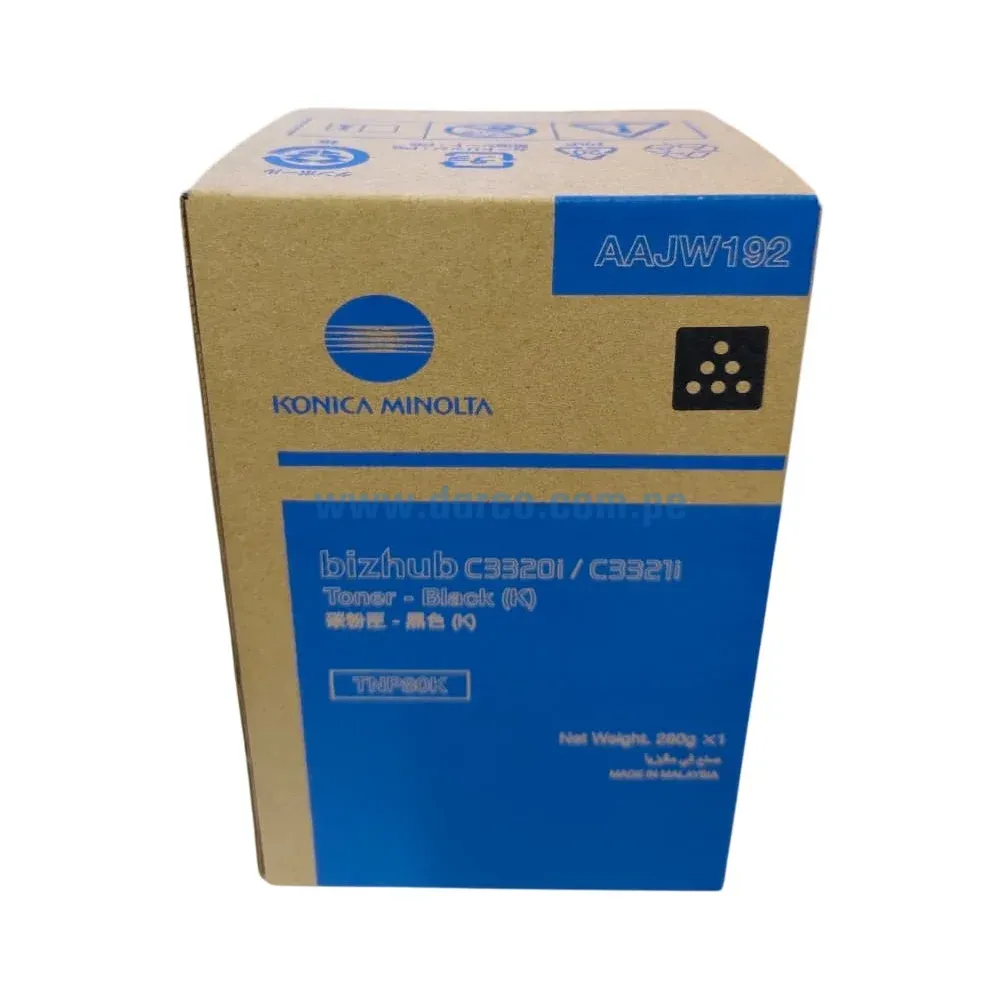Toner Konica Minolta TNP80K AAJW192 Negro, Para Impresora Fotocopiadora Konica Minolta Bizhub C3320i, C3321i Rendimiento 13,500 Paginas