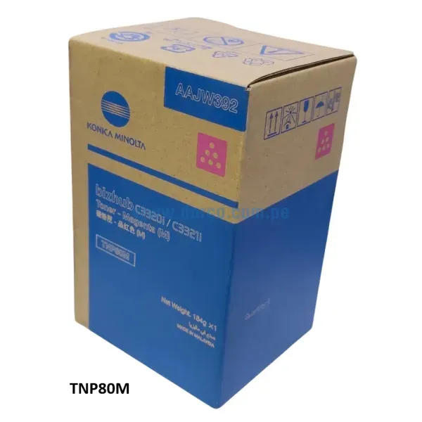 Toner Konica Minolta TNP80M AAJW392 Magenta, Para Impresora Fotocopiadora Konica Minolta Bizhub C3320i, C3321i Rendimiento 9.000 Paginas