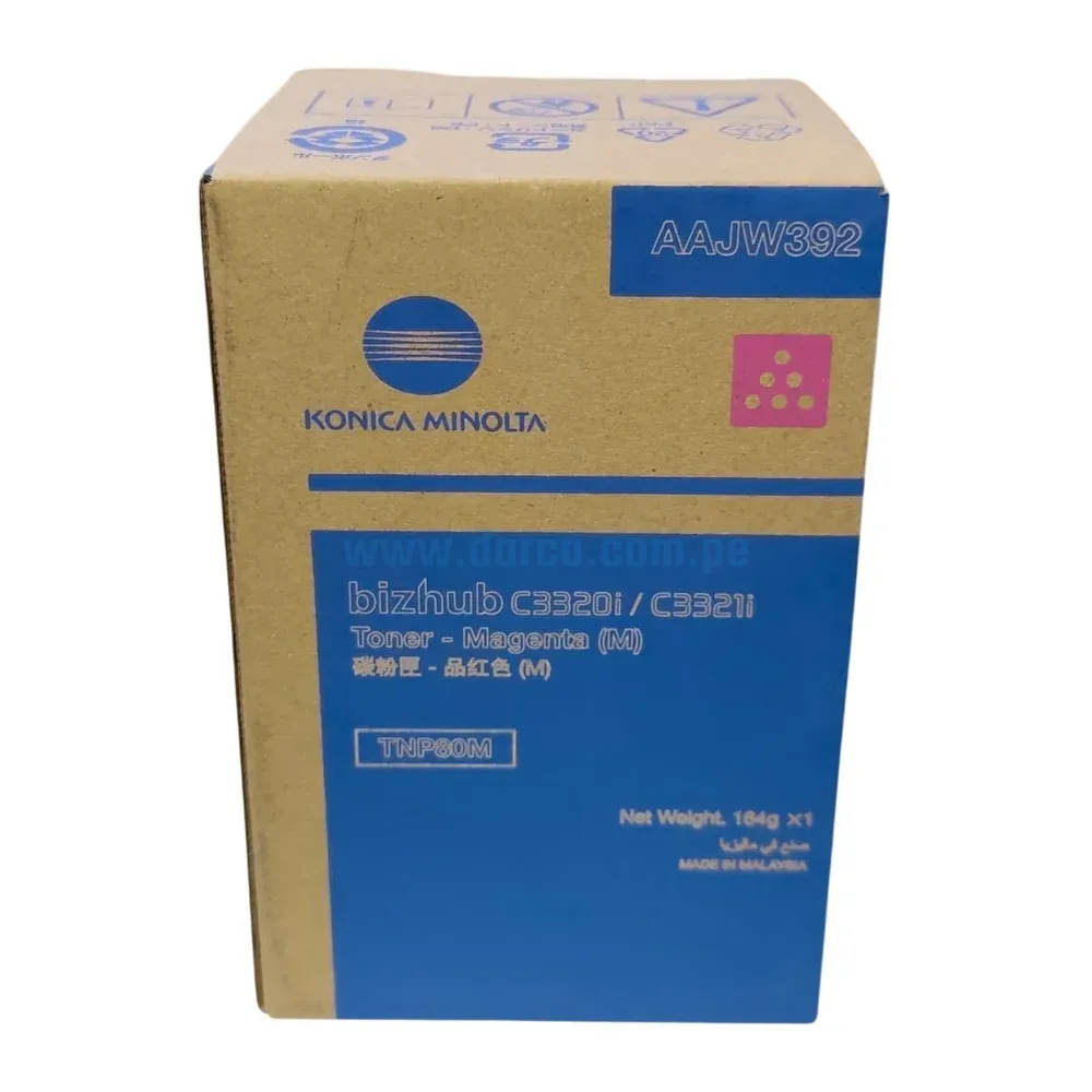 Toner Konica Minolta TNP80M AAJW392 Magenta, Para Impresora Fotocopiadora Konica Minolta Bizhub C3320i, C3321i Rendimiento 9.000 Paginas