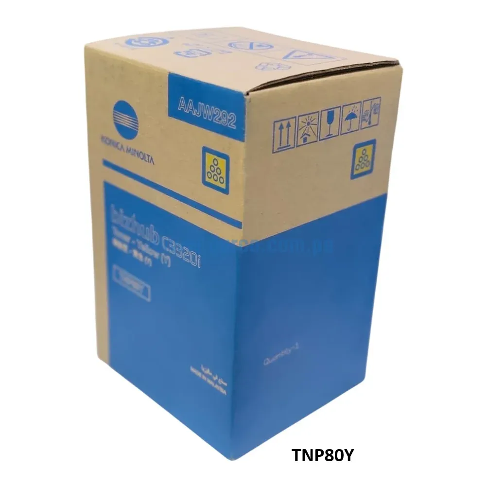 Toner Konica Minolta TNP80Y AAJW292 Amarillo, Para Impresora Fotocopiadora Konica Minolta Bizhub C3320i, C3321i Rendimiento 9.000 Paginas