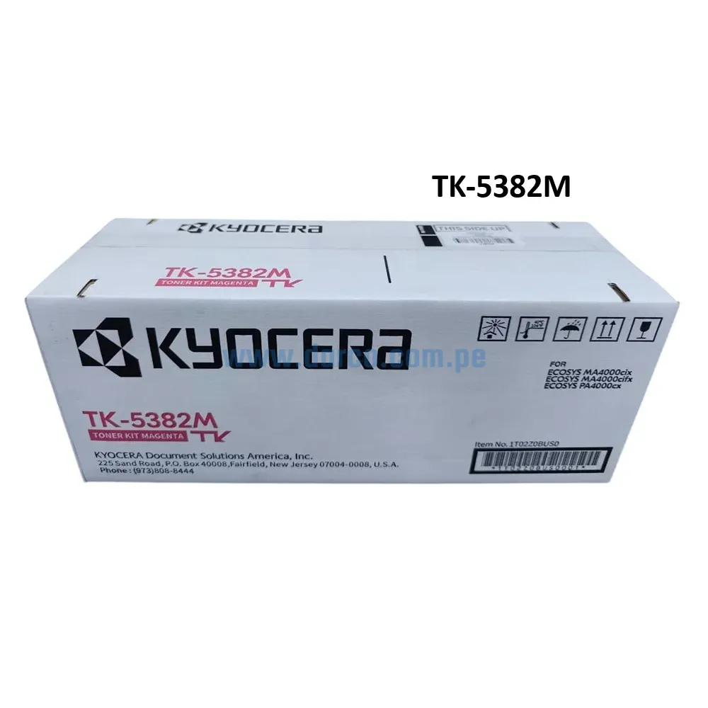 Toner Kyocera TK-5382M Magenta Para Impresoras Kyocera For Ecosys MA4000cix, MA4000cifx, PA4000cx Rendimiento 10.000 Páginas.
