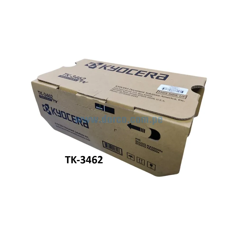 Toner Kyocera TK-3462 Black 1T0C0W0US1. Para Impresoras Kyocera Ecosys MA5500IFX / PA550X, De Alto Rendimiento 25.000 Páginas.
