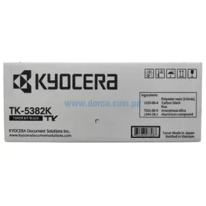 Toner Kyocera TK-5382K Black. Para Impresoras Kyocera For Ecosys MA4000cix, MA4000cifx, PA4000cx Rendimiento 13.000 Páginas.