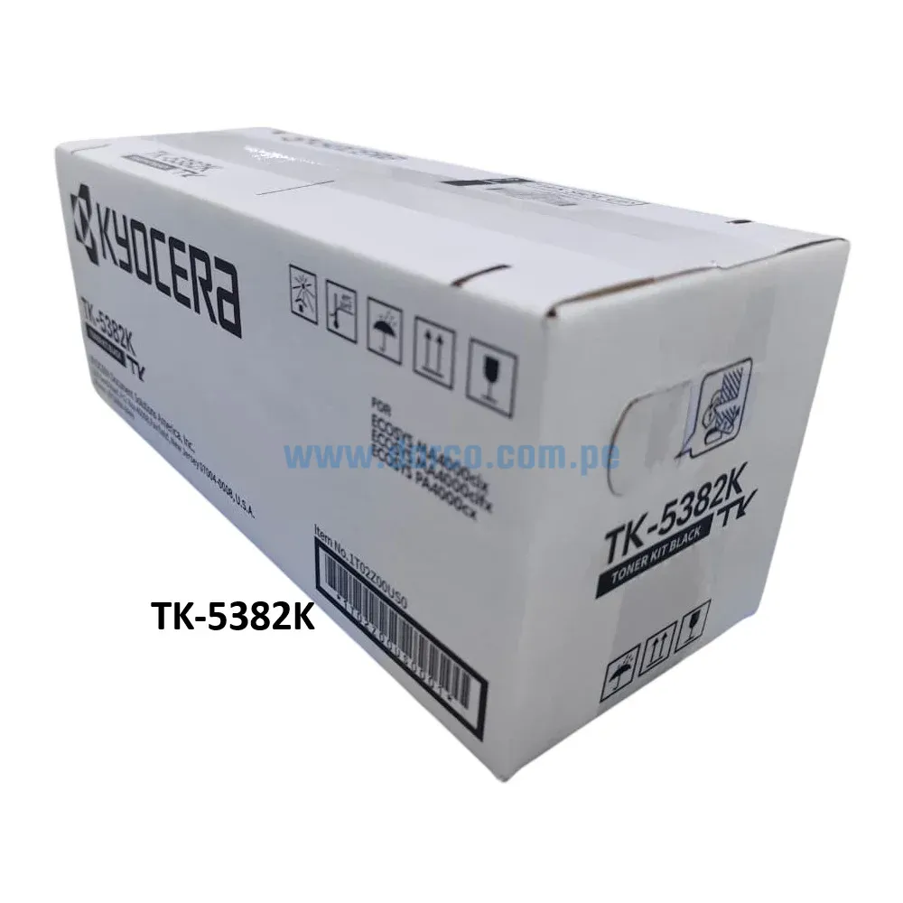 Toner Kyocera TK-5382K Black. Para Impresoras Kyocera For Ecosys MA4000cix, MA4000cifx, PA4000cx Rendimiento 13.000 Páginas.