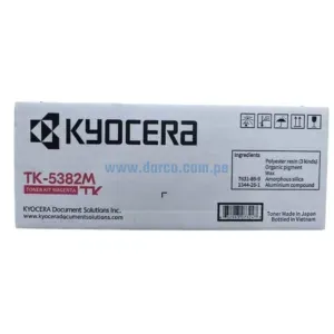 Toner Kyocera TK-5382M Magenta Para Impresoras Kyocera For Ecosys MA4000cix, MA4000cifx, PA4000cx Rendimiento 10.000 Páginas.