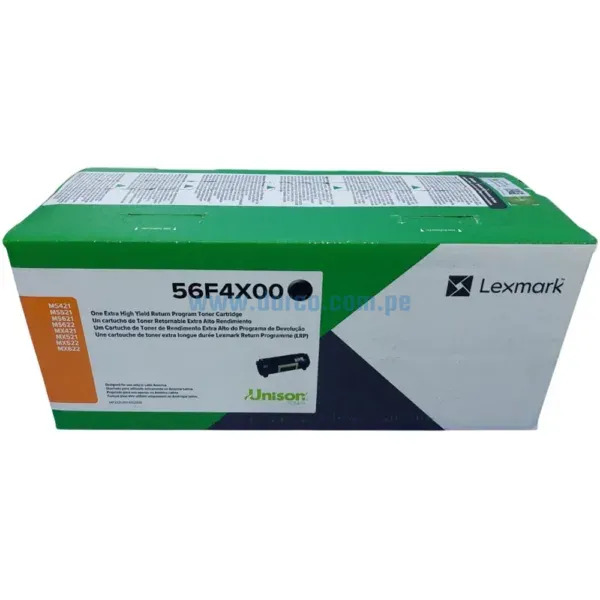 Cartucho De Toner Lexmark 56F4X00 Negro, Para impresoras Lexmark MS421dn, MS521, MS621dn, MS622, MX421, MX521, MX522, MX622, 20k