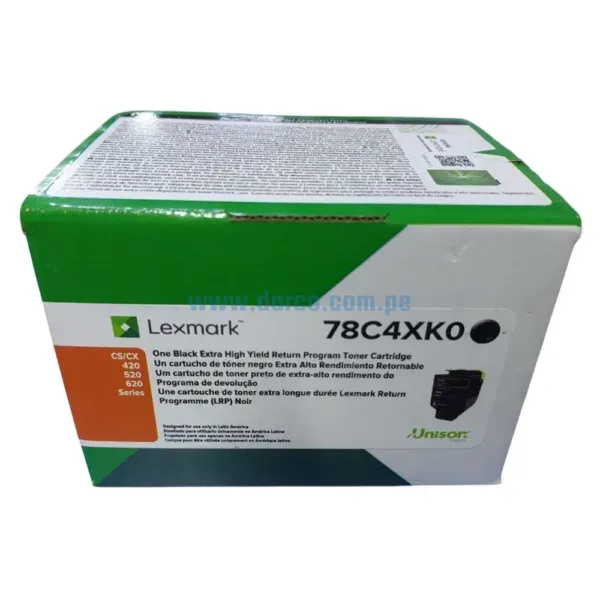 Cartucho De Toner Lexmark 78C4XK0 Negro, Para impresoras Lexmark CX622ade, CS421dn, CS521dn, CX625adhe, CX522ade, CS622de, CX421adn, 8.5k