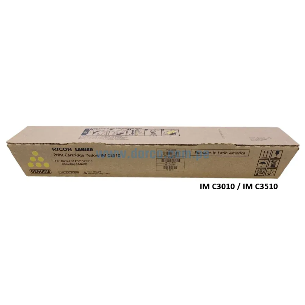 Toner Ricoh IM C3010 / IM C3510 (842519) Amarillo, Para Impresoras Ricoh IM C3010, IM C3510 Rendimineto De 28.000 Paginas. Envios a Nivel Nacional