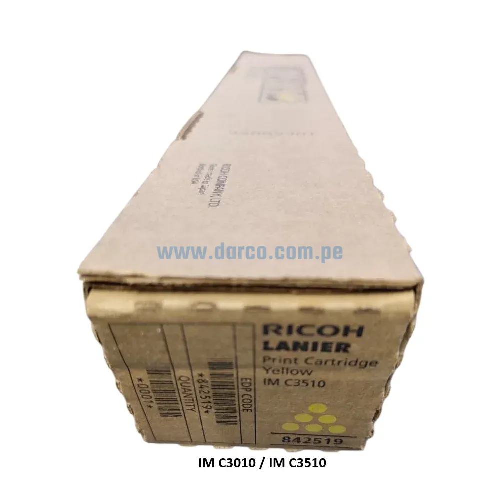 Toner Ricoh IM C3010 / IM C3510 (842519) Amarillo, Para Impresoras Ricoh IM C3010, IM C3510 Rendimineto De 28.000 Paginas. Envios a Nivel Nacional