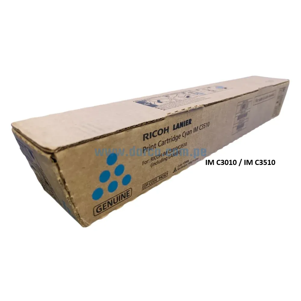 Toner Ricoh IM C3010 / IM C3510 (842521) Cyan, Para Impresoras Ricoh IM C3010, IM C3510 Rendimineto De 28.000 Paginas. Envios a Nivel Nacional