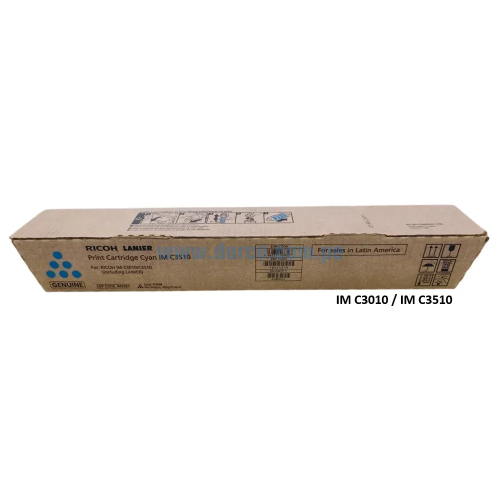 Toner Ricoh IM C3010 / IM C3510 (842521) Cyan, Para Impresoras Ricoh IM C3010, IM C3510 Rendimineto De 28.000 Paginas. Envios a Nivel Nacional