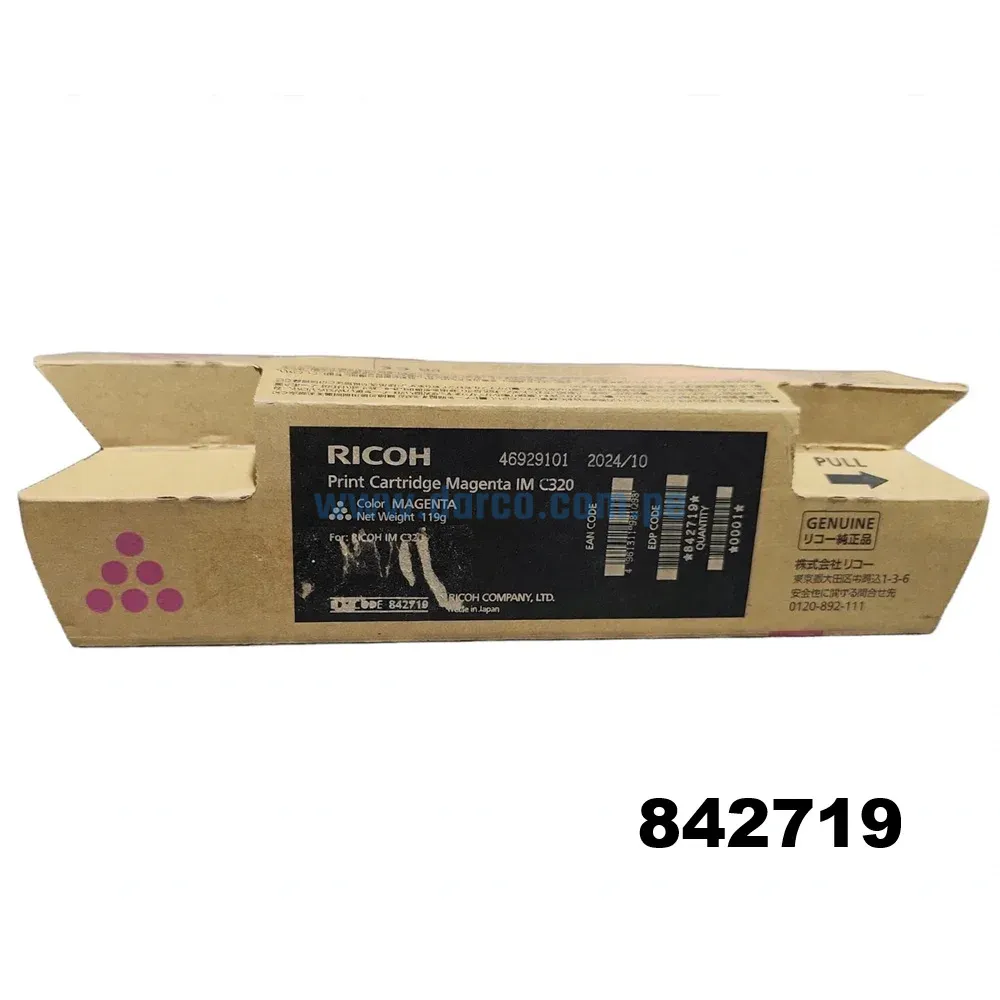 Toner Ricoh IM C320F 842719 Magenta, Para Impresoras Ricoh Multifuncional IM C320F, M C320FW, P C375 Rendimiento De 10.000 Paginas.