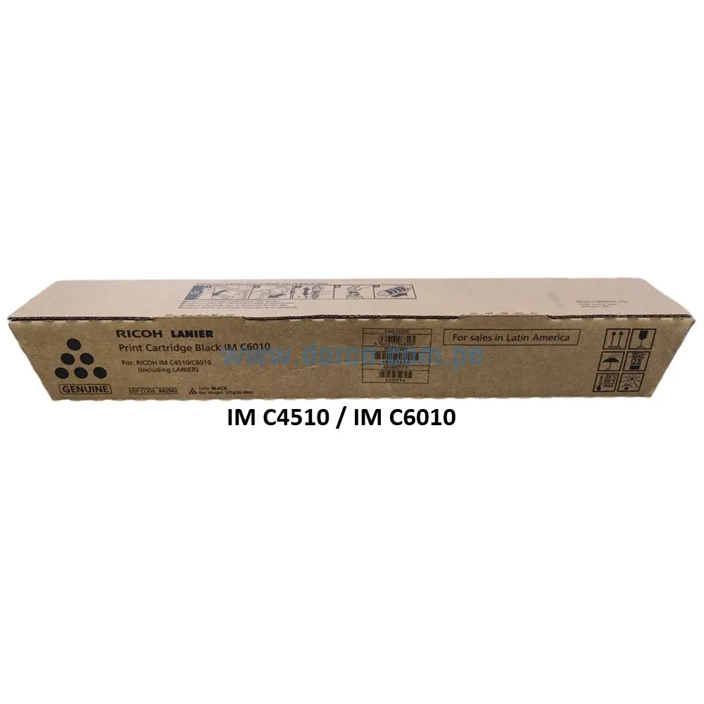 Toner Ricoh IM C4510 / IM C6010 (842542) Negro⚫, Para Impresoras Ricoh IM C4510 / IM C6010 Alto Rendimiento De 42.000 Paginas.