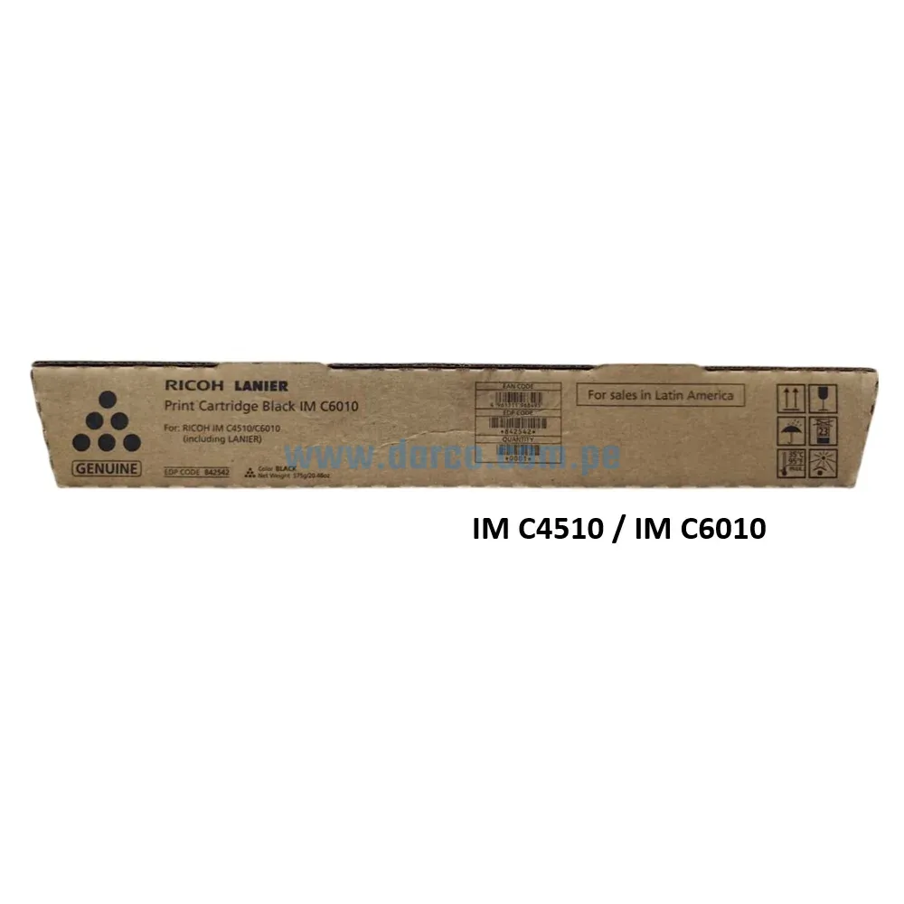 Toner Ricoh IM C4510 / IM C6010 (842542) Negro⚫, Para Impresoras Ricoh IM C4510 / IM C6010 Alto Rendimiento De 42.000 Paginas.