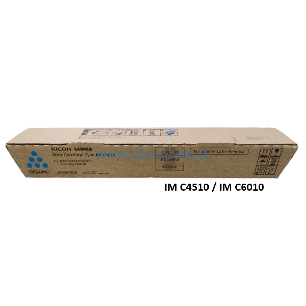 Toner Ricoh IM C4510 / IM C6010 (842545) Cyan🔵, Para Impresoras Ricoh IM C4510 / IM C6010 Alto Rendimiento De 28.000 Paginas.