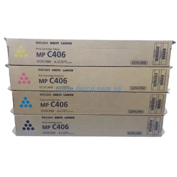 toner-ricoh-mp-c406-842091-842092-842093-842094-negro-cyan-magenta-amarillo Kit De Toner Ricoh MP C406 (Bk,C,M,Y) Para Fotocopiadora Ricoh MP C306, C307, C406, C407 Rendimineto De 35.000 Paginas El Kit De Los Cuatro Colores