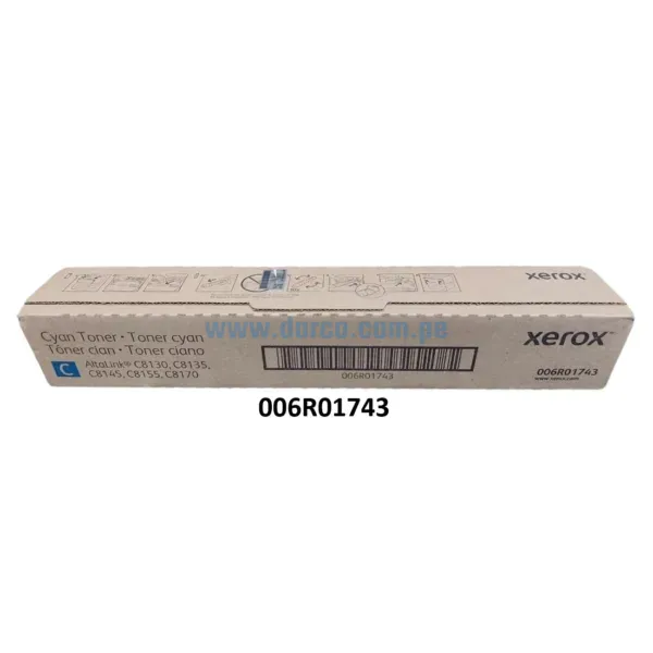 Cartucho De Toner Xerox 006R01743 Cyan, Para impresoras Xerox AltaLink C8130, C8135, C8145, C8155, C8170 Rendimiento 21,000 Páginas.
