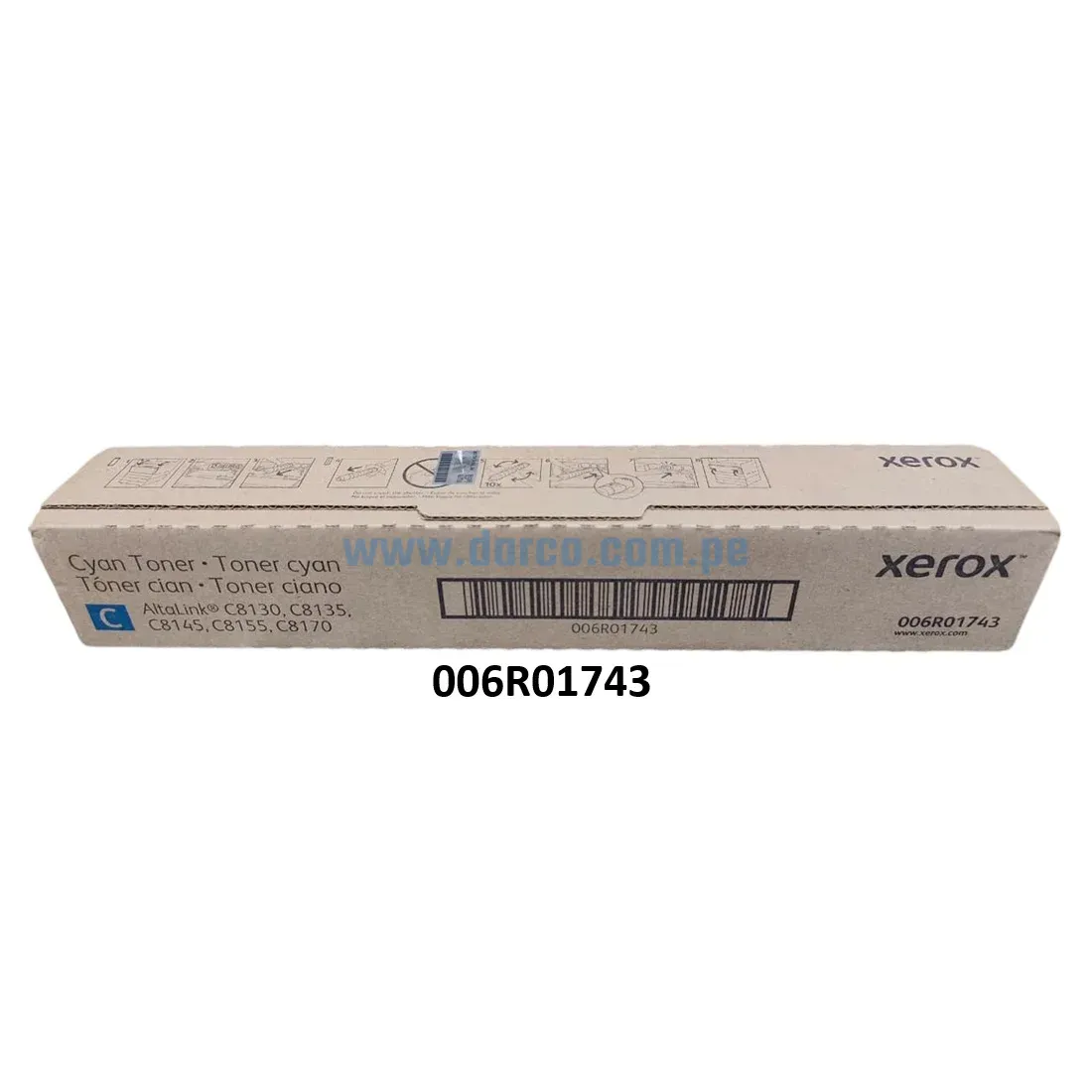 Cartucho De Toner Xerox 006R01743 Cyan, Para impresoras Xerox AltaLink C8130, C8135, C8145, C8155, C8170 Rendimiento 21,000 Páginas.