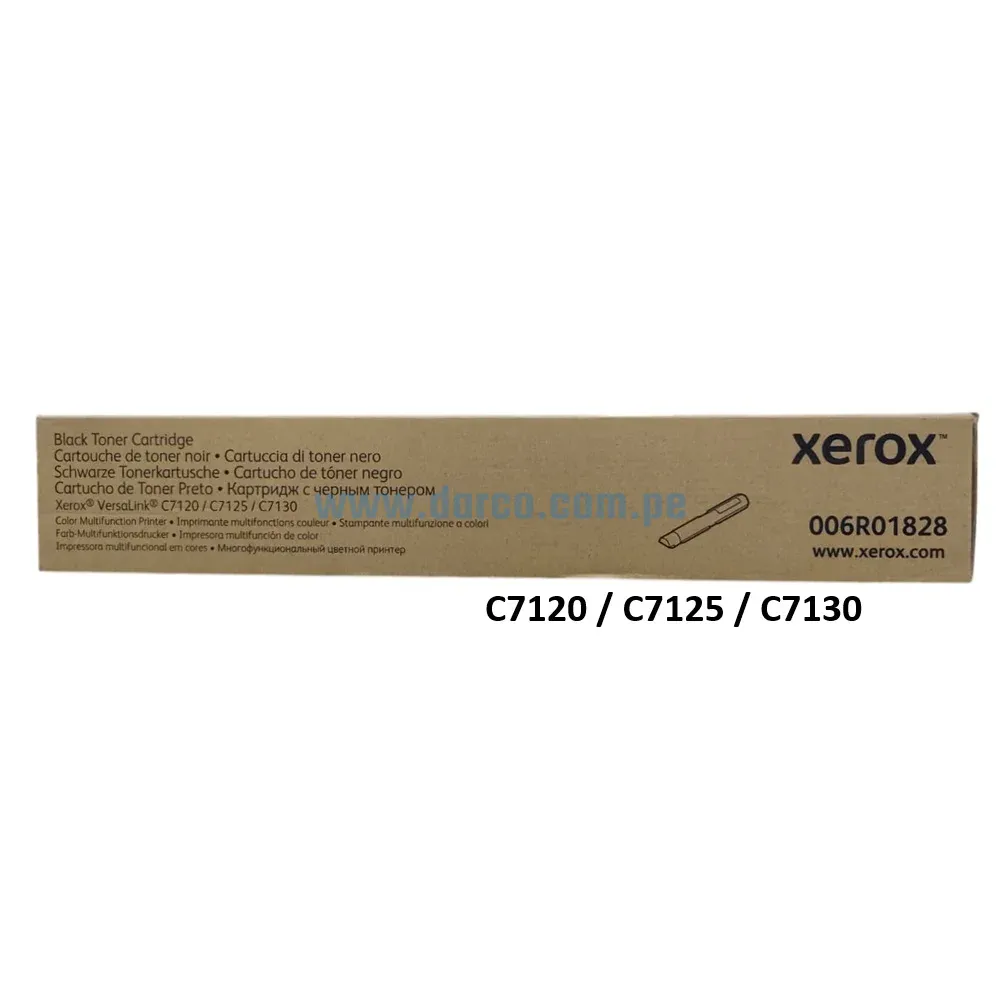 Cartucho De Toner Xerox 006R01828 Negro, Para impresoras Xerox VersaLink C7120, C7125, C7130 Rendimiento 22,200 Páginas.