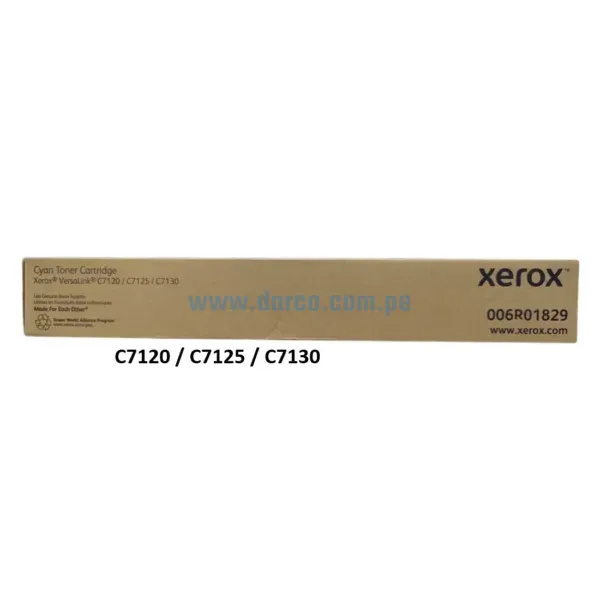 Cartucho De Toner Xerox 006R01829 Cyan, Para impresoras Xerox VersaLink C7120, C7125, C7130 Rendimiento 18,500 Páginas.