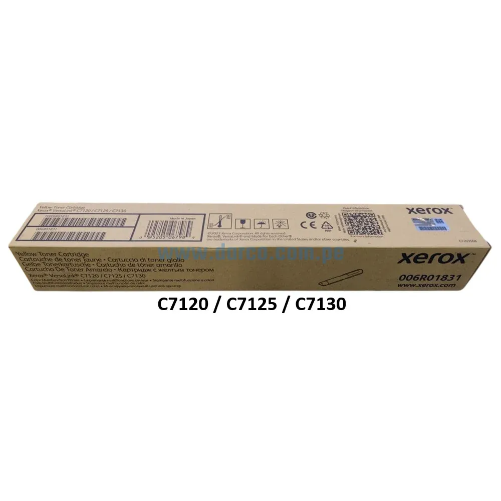 Cartucho De Toner Xerox 006R01831 Amarillo, Para impresoras Xerox VersaLink C7120, C7125, C7130 Rendimiento 18,500 Páginas.