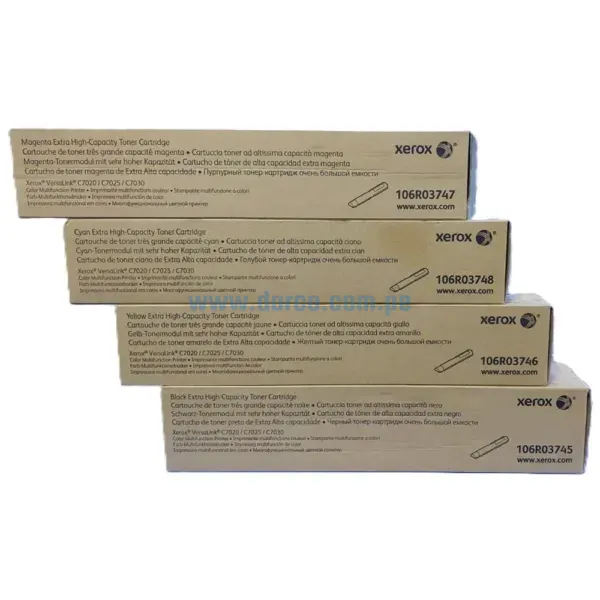 Kit De Toner xerox C7020 / C7025 Black, Cyan, Magenta, Yellow, Para impresoras Xerox VersaLink C7020, C7025, C7030, Capacidad 40,100 Páginas